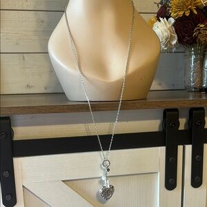 Silver Heart Mom Pendant Necklace